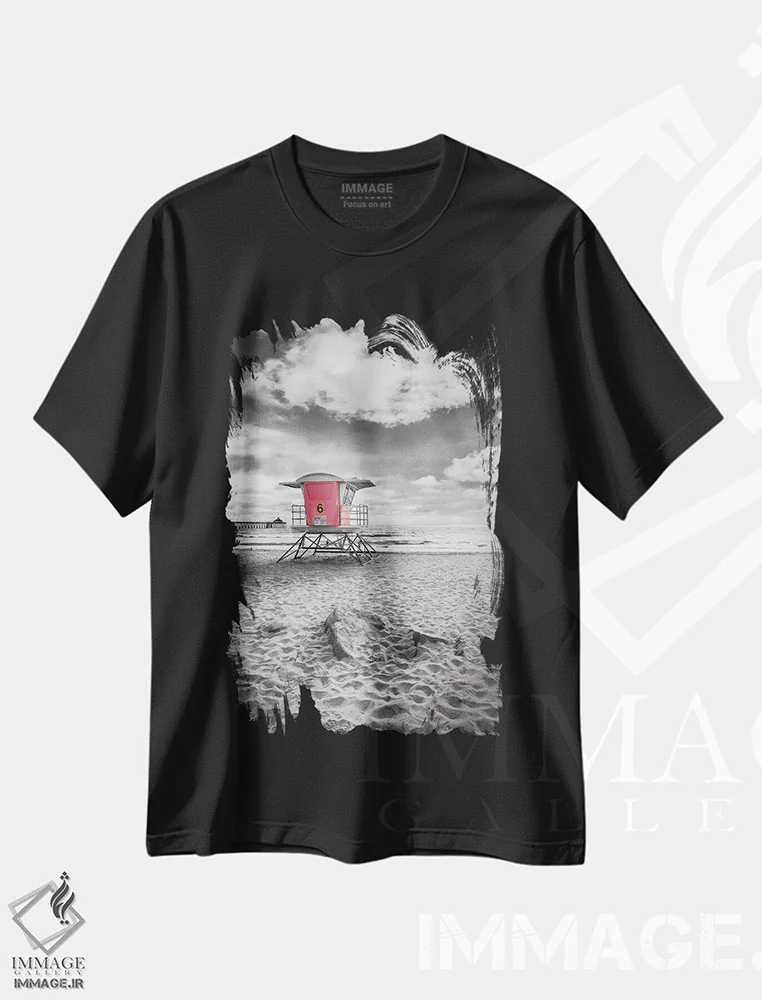 تیشرت مشکی طرح دار – تیشرت طبیعت ,ساحل ایمپریال سن دیه گو اثر ملانی ویولا فروشگاه ایماژ