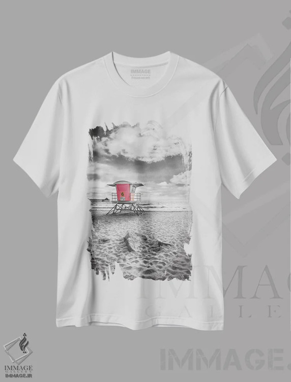 تیشرت سفید طرح دار – تیشرت طبیعت ,ساحل ایمپریال سن دیه گو اثر ملانی ویولا immage.ir