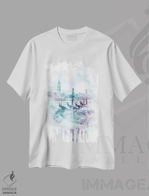 تیشرت سفید طرح دار – تیشرت شهری ,گراند کانال مدرن اثر ملانی ویولا فروشگاه ایماژ