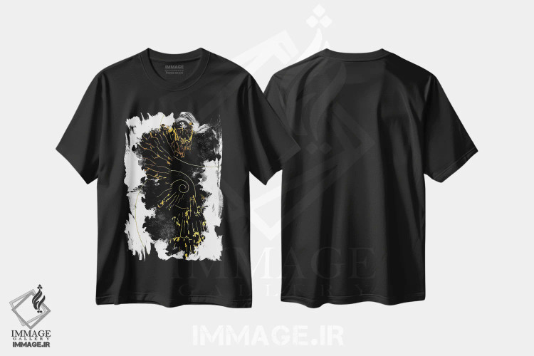 تیشرت مشکی طرح دار – تیشرت انتزاعی ,نقاشی抽 انتزاعی شماره چهل وسه اثر ملانی ویولا فروشگاه ایماژ