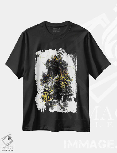 تیشرت مشکی طرح دار – تیشرت هنری ,نقاشی抽 انتزاعی شماره چهل وپنج اثر ملانی ویولا فروشگاه ایماژ
