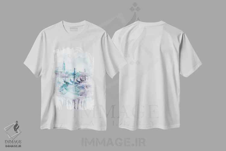 تیشرت سفید طرح دار – تیشرت شهری ,گراند کانال مدرن اثر ملانی ویولا فروشگاه ایماژ