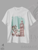 تیشرت سفید طرح دار – تیشرت شهری ,برج الیزابت لندن اثر ملانی ویولا فروشگاه ایماژ