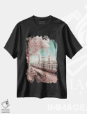 تیشرت مشکی طرح دار – تیشرت لندن ,ساحل رودخانه تیمز لندن و پل تاور اثر ملانی ویولا immage.ir