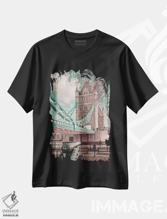 تیشرت مشکی طرح دار – تیشرت وینتیج ,جزئیات پل تاور لندن اثر ملانی ویولا immage.ir