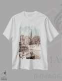 تیشرت سفید طرح دار – تیشرت هنری ,کلیسای نوتردام پاریس اثر ملانی ویولا فروشگاه ایماژ