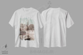 تیشرت سفید طرح دار – تیشرت هنری ,کلیسای نوتردام پاریس اثر ملانی ویولا فروشگاه ایماژ