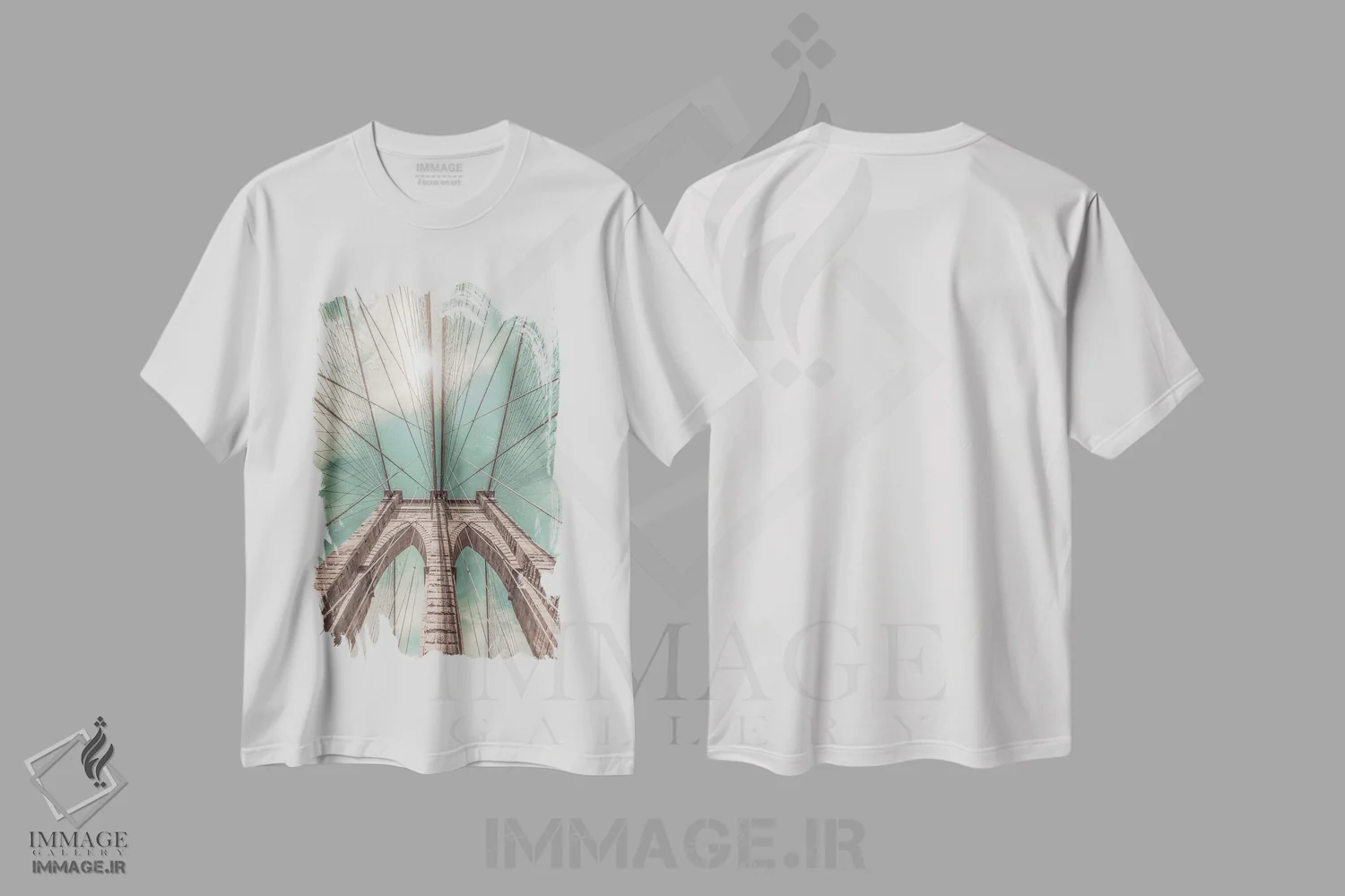تیشرت سفید طرح دار – تیشرت شهری ,جزئیات پل بروکلین نیویورک اثر ملانی ویولا immage.ir