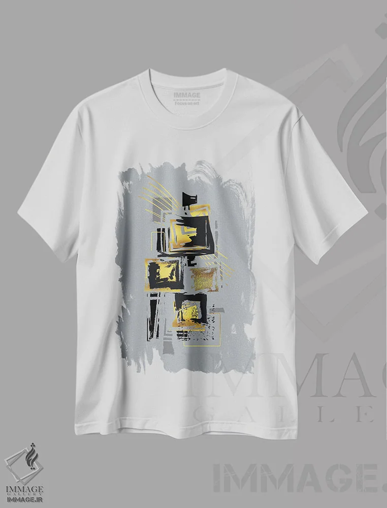 تیشرت سفید طرح دار – تیشرت گرافیکی ,هنر پویا شماره پنج اثر ملانی ویولا immage.ir