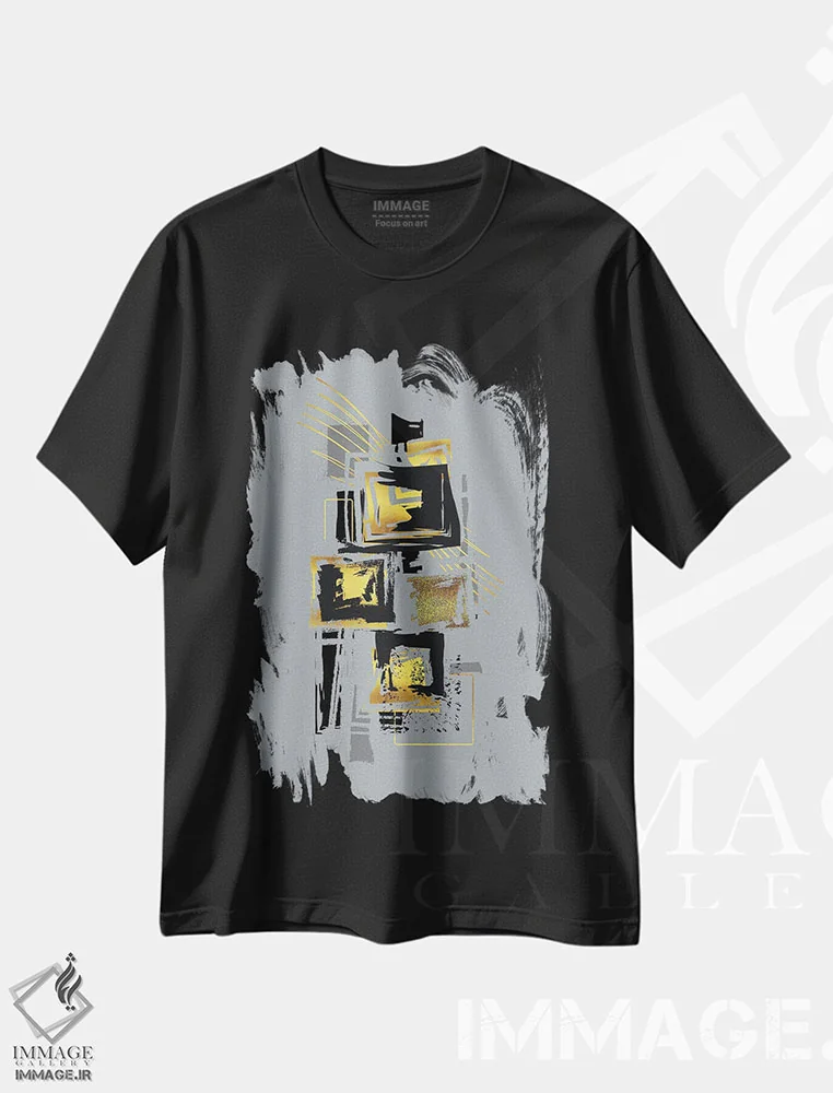 تیشرت مشکی طرح دار – تیشرت گرافیکی ,هنر پویا شماره پنج اثر ملانی ویولا فروشگاه ایماژ