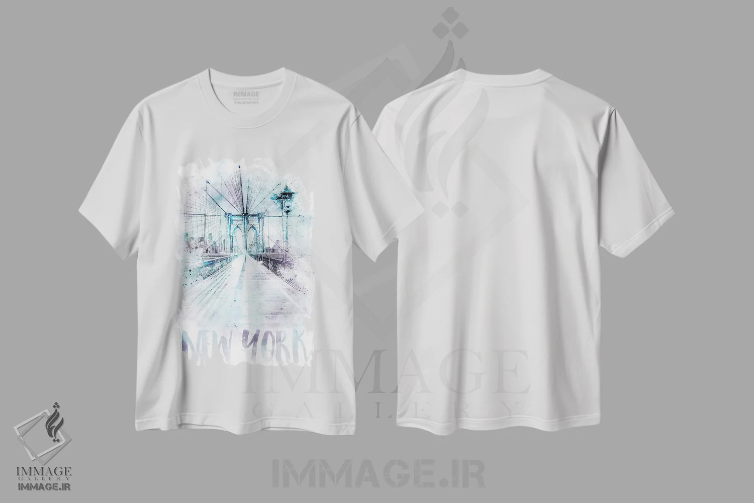 تیشرت سفید طرح دار – تیشرت شهری ,پل بروکلین نیویورک مدرن اثر ملانی ویولا فروشگاه ایماژ