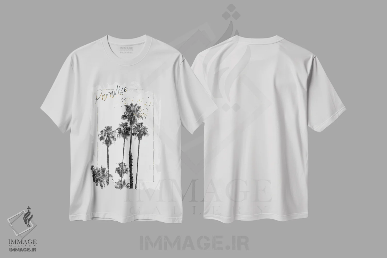 تیشرت سفید طرح دار – تیشرت طبیعت ,تصویری از نخل ها اثر ملانی ویولا immage.ir