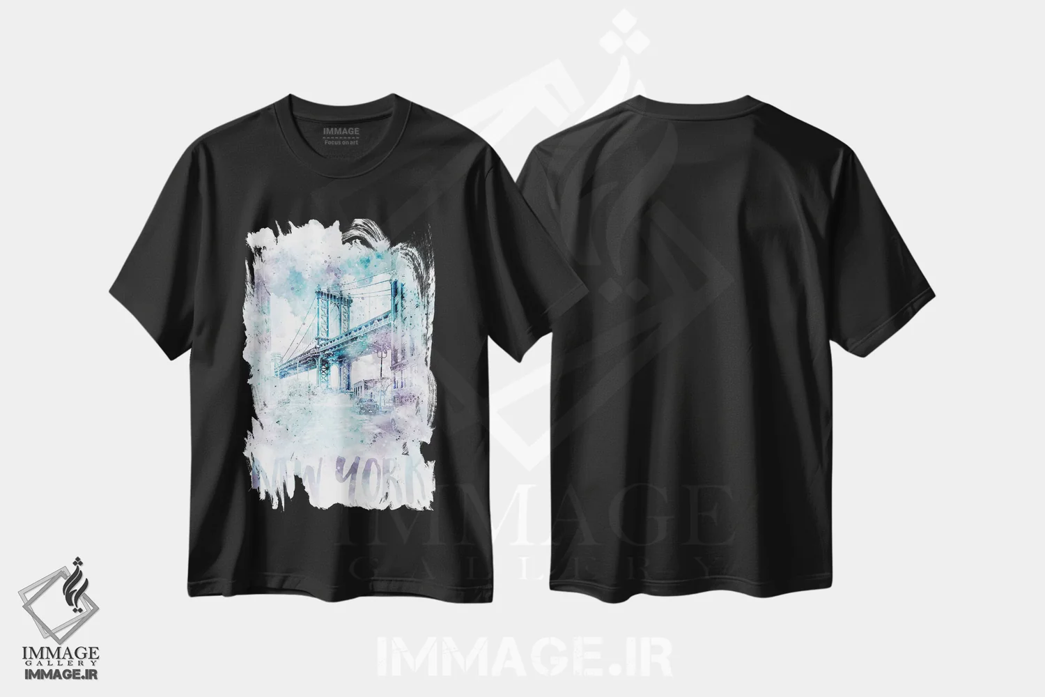 تیشرت مشکی طرح دار – تیشرت شهری ,پل منهتن نیویورک مدرن اثر ملانی ویولا فروشگاه ایماژ