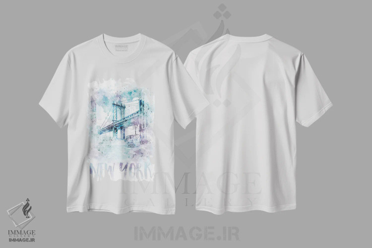 تیشرت سفید طرح دار – تیشرت شهری ,پل منهتن نیویورک مدرن اثر ملانی ویولا immage.ir