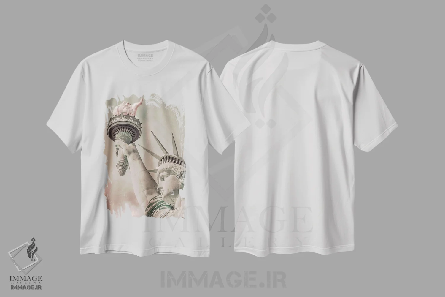 تیشرت سفید طرح دار – تیشرت شهری ,مجسمه آزادی نیویورک اثر ملانی ویولا immage.ir