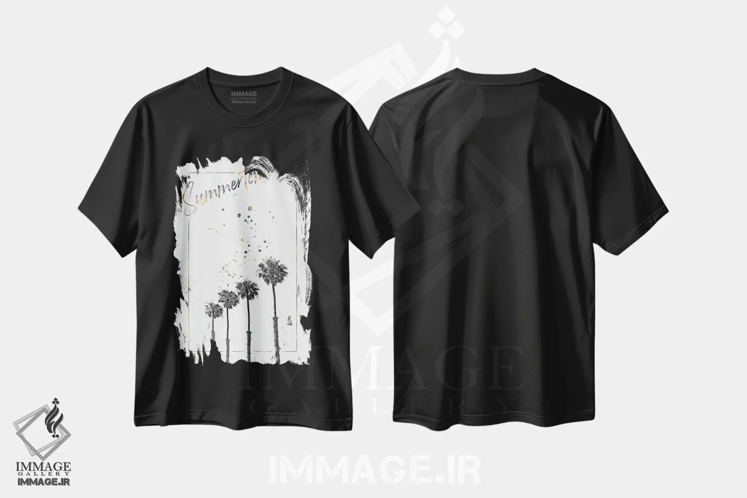 تیشرت مشکی طرح دار – تیشرت طبیعت ,برداشت نخل ها | تابستان اثر ملانی ویولا فروشگاه ایماژ