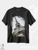 تیشرت مشکی طرح دار – تیشرت شهر پاریس ,پاشش های مدرن برج ایفل پاریس اثر ملانی ویولا immage.ir
