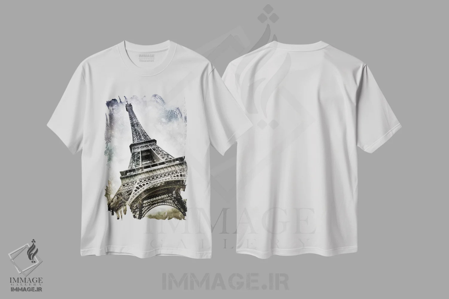 تیشرت سفید طرح دار – تیشرت شهر پاریس ,پاشش های مدرن برج ایفل پاریس اثر ملانی ویولا فروشگاه ایماژ
