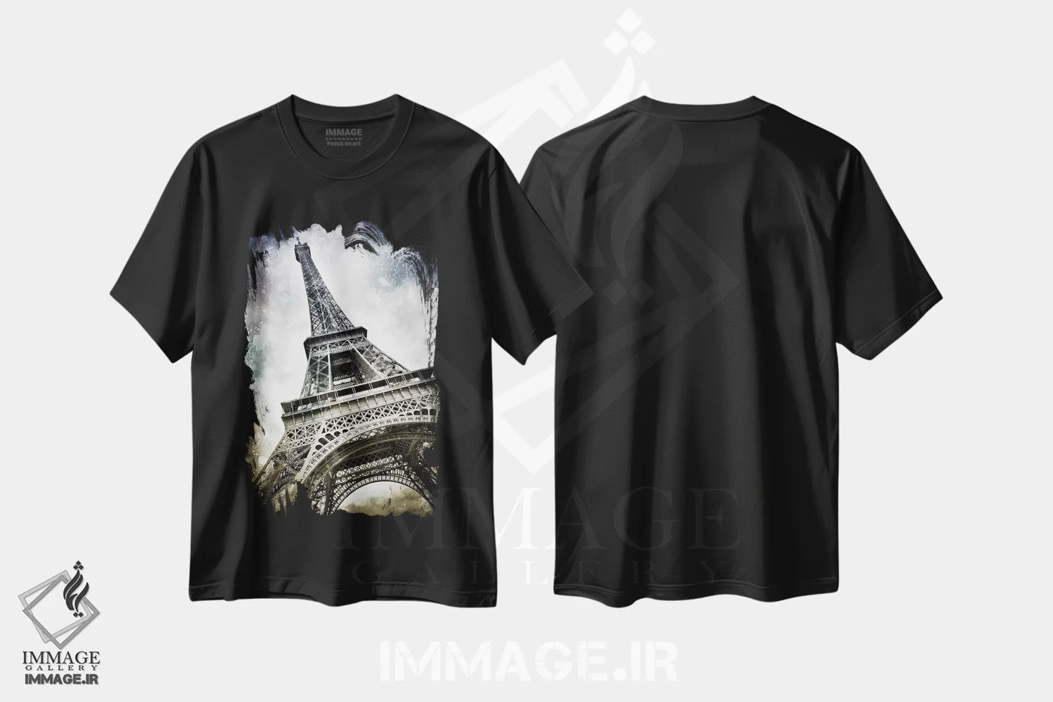 تیشرت مشکی طرح دار – تیشرت شهر پاریس ,پاشش های مدرن برج ایفل پاریس اثر ملانی ویولا immage.ir