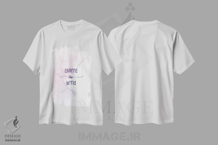 تیشرت سفید طرح دار – تیشرت تایپوگرافی ,دنیا را کشف کن | رنگ های شناور اثر ملانی ویولا فروشگاه ایماژ