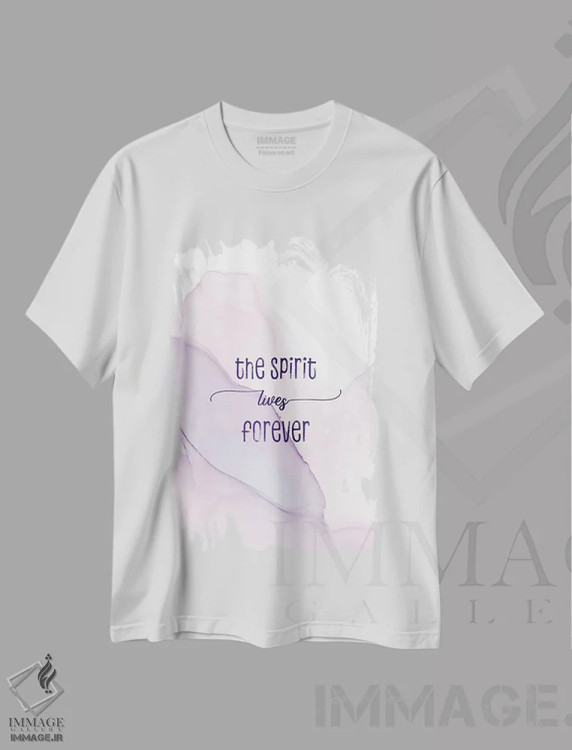 تیشرت سفید طرح دار – تیشرت معنوی ,روح برای همیشه زنده است | رنگ های شناور اثر ملانی ویولا فروشگاه ایماژ