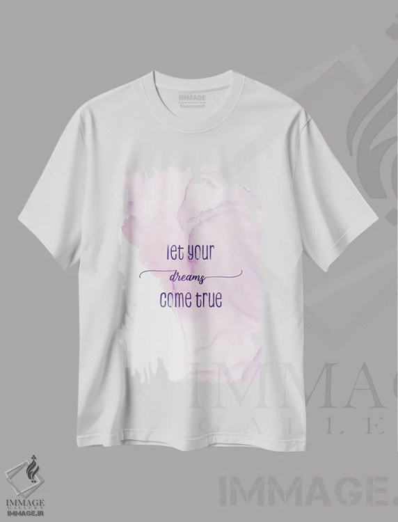 تیشرت سفید طرح دار – تیشرت الهام بخش ,بگذار رویاهایت به حقیقت بپیوندند | رنگ های شناور اثر ملانی ویولا فروشگاه ایماژ