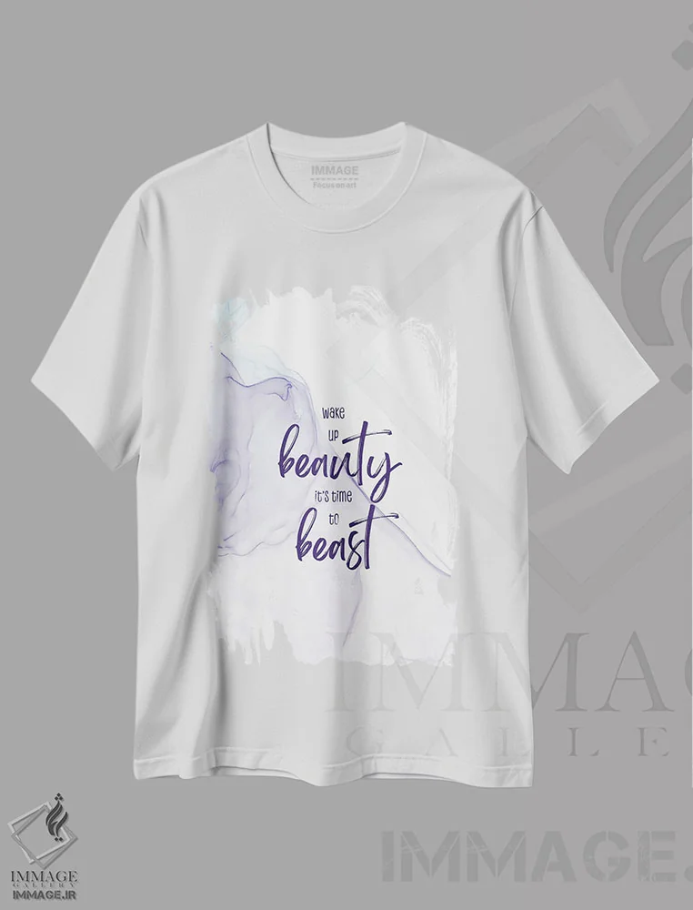 تیشرت سفید طرح دار – تیشرت تایپوگرافی ,زیبایی بیدار شو، وقت جسارت است | رنگ های شناور اثر ملانی ویولا فروشگاه ایماژ