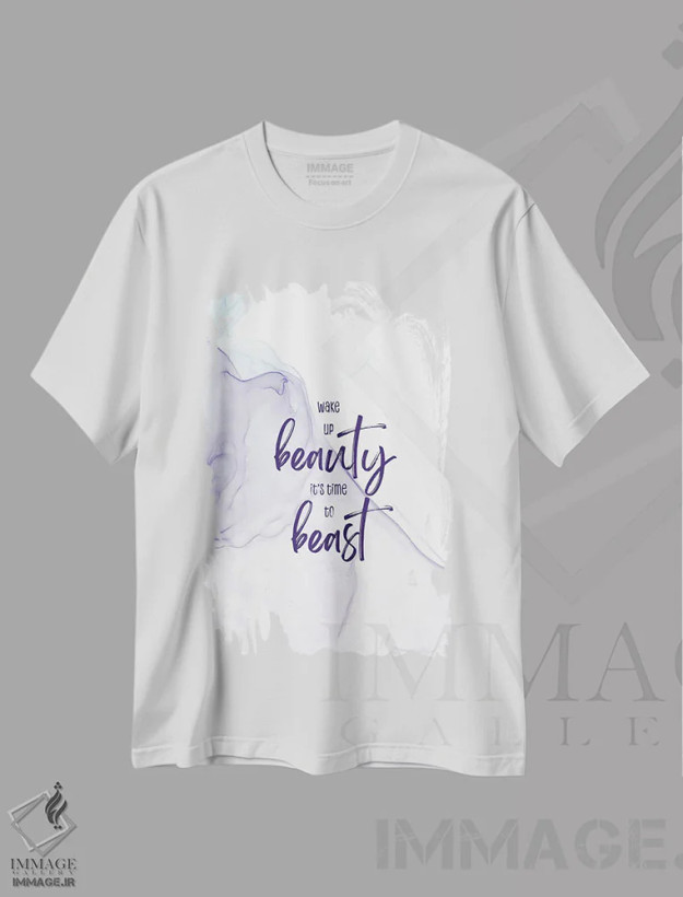 تیشرت سفید طرح دار – تیشرت تایپوگرافی ,زیبایی بیدار شو، وقت جسارت است | رنگ های شناور اثر ملانی ویولا فروشگاه ایماژ