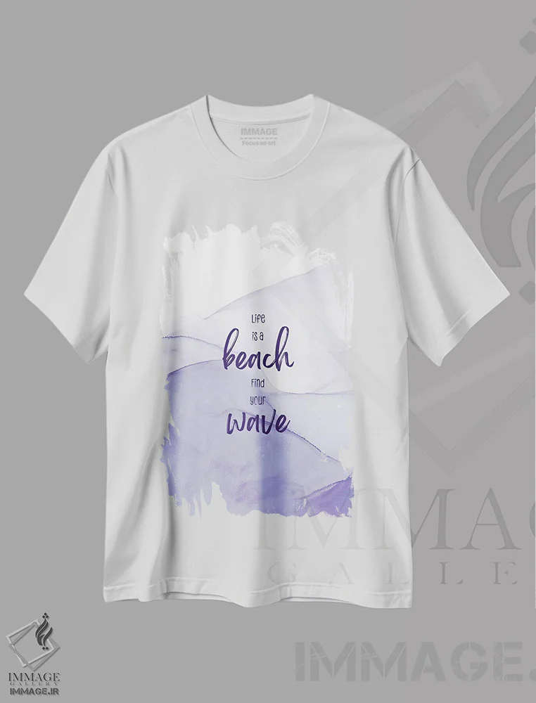 تیشرت سفید طرح دار – تیشرت طبیعت ,زندگی یک ساحل است؛ موج خود را پیدا کن | رنگ های شناور اثر ملانی ویولا immage.ir