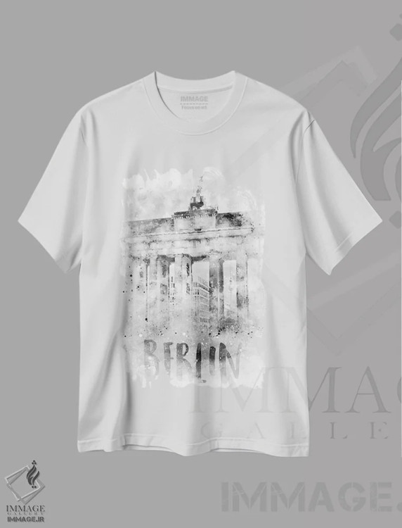 تیشرت سفید طرح دار – تیشرت معماری ,دروازه براندنبورگ برلین اثر ملانی ویولا فروشگاه ایماژ