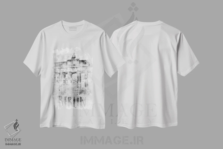 تیشرت سفید طرح دار – تیشرت معماری ,دروازه براندنبورگ برلین اثر ملانی ویولا فروشگاه ایماژ