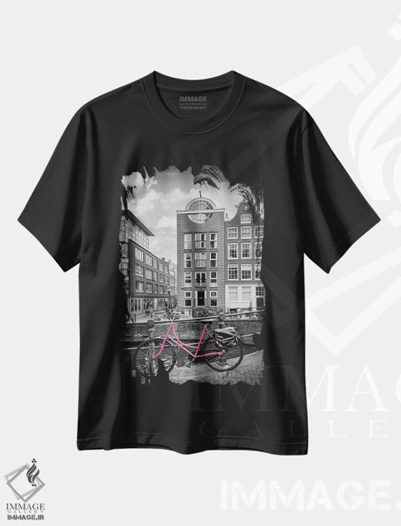 تیشرت مشکی طرح دار – تیشرت شهری ,آمستردام بلوم گرخت | کلید رنگی اثر ملانی ویولا immage.ir