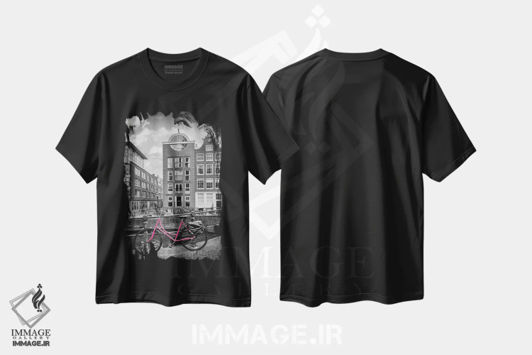 تیشرت مشکی طرح دار – تیشرت شهری ,آمستردام بلوم گرخت | کلید رنگی اثر ملانی ویولا immage.ir