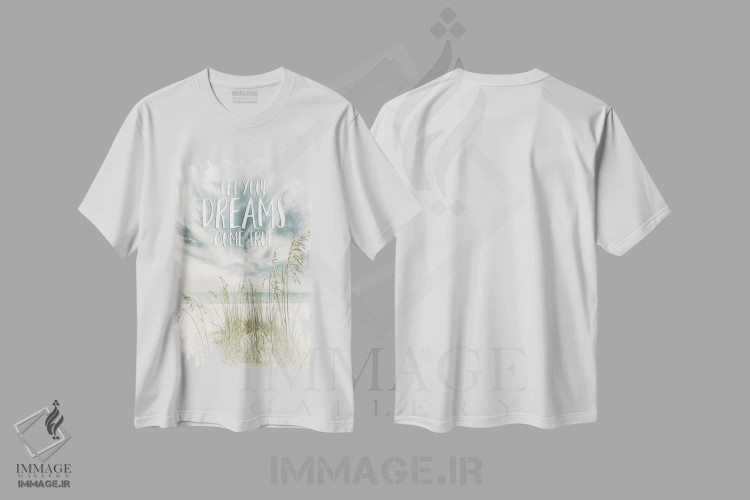 تیشرت سفید طرح دار – تیشرت ساحلی ,بگذار رویاهایت به حقیقت بپیوندند | چشم انداز اقیانوس اثر ملانی ویولا فروشگاه ایماژ