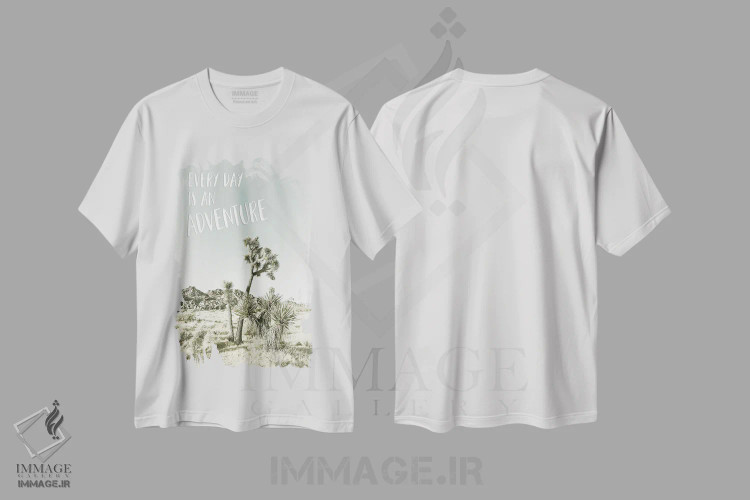 تیشرت سفید طرح دار – تیشرت انگیزشی ,هر روز یک ماجراجویی است | برداشت کویری اثر ملانی ویولا فروشگاه ایماژ