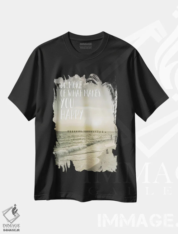تیشرت مشکی طرح دار – تیشرت انگیزشی ,بیشتر کارهایی را انجام بده که خوشحالت می کند | غروب آفتاب اثر ملانی ویولا فروشگاه ایماژ