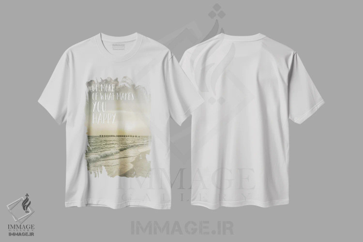 تیشرت سفید طرح دار – تیشرت انگیزشی ,بیشتر کارهایی را انجام بده که خوشحالت می کند | غروب آفتاب اثر ملانی ویولا immage.ir