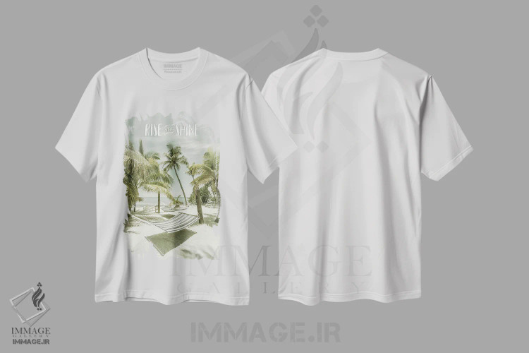 تیشرت سفید طرح دار – تیشرت ساحلی ,بلند شو و بدرخش | منظره ساحلی اثر ملانی ویولا فروشگاه ایماژ