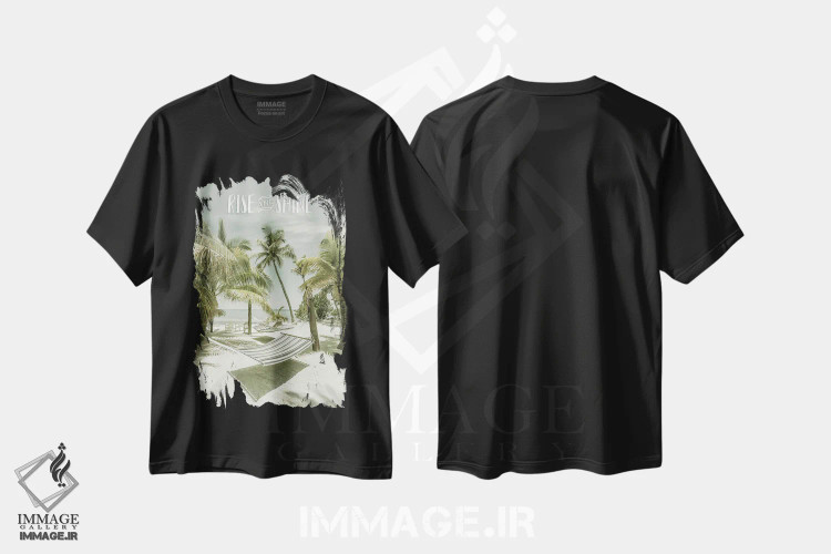 تیشرت مشکی طرح دار – تیشرت ساحلی ,بلند شو و بدرخش | منظره ساحلی اثر ملانی ویولا immage.ir