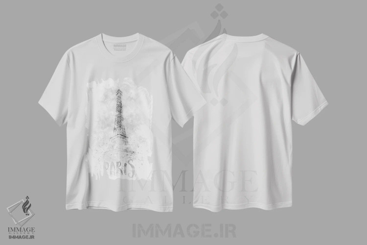 تیشرت سفید طرح دار – تیشرت شهری ,برج ایفل اثر ملانی ویولا immage.ir