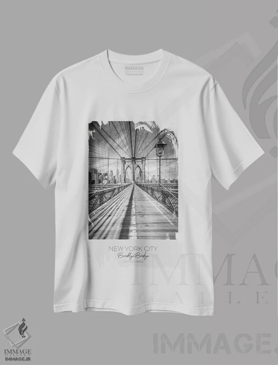 تیشرت سفید طرح دار – تیشرت شهری ,در کانون توجه: پل بروکلین نیویورک اثر ملانی ویولا فروشگاه ایماژ