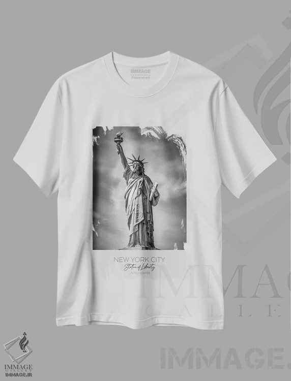 تیشرت سفید طرح دار – تیشرت نمادین ,در کانون توجه: مجسمه آزادی نیویورک اثر ملانی ویولا immage.ir