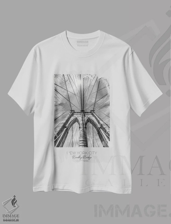 تیشرت سفید طرح دار – تیشرت مینیمال شهری ,در کانون توجه: جزئیات پل بروکلین نیویورک اثر ملانی ویولا فروشگاه ایماژ