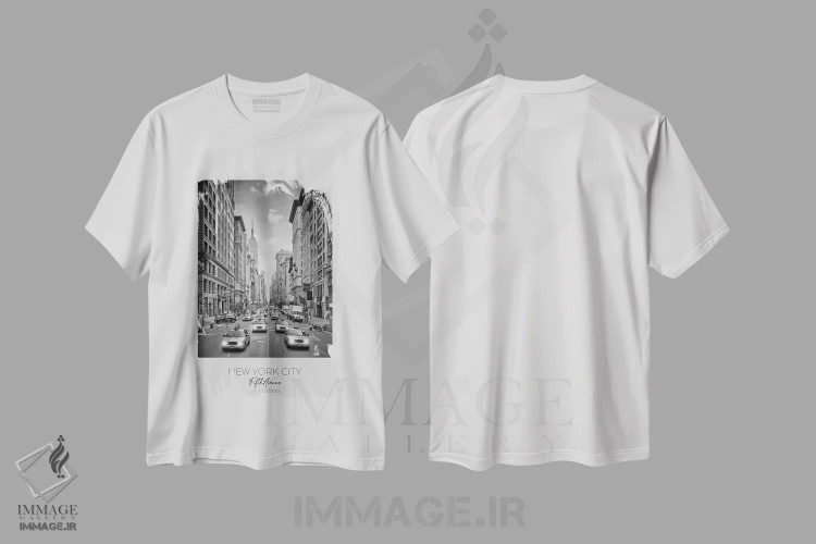 تیشرت سفید طرح دار – تیشرت شهری ,در کانون توجه: ترافیک خیابان پنجم نیویورک اثر ملانی ویولا فروشگاه ایماژ