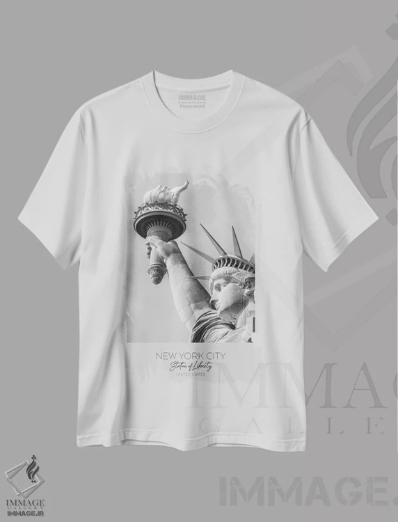 تیشرت سفید طرح دار – تیشرت هنری معماری ,در کانون توجه: جزئیات مجسمه آزادی نیویورک اثر ملانی ویولا immage.ir