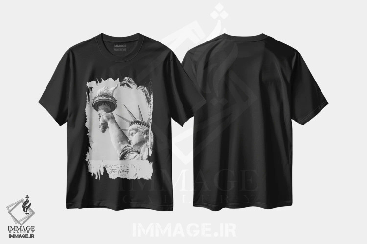 تیشرت مشکی طرح دار – تیشرت هنری معماری ,در کانون توجه: جزئیات مجسمه آزادی نیویورک اثر ملانی ویولا فروشگاه ایماژ