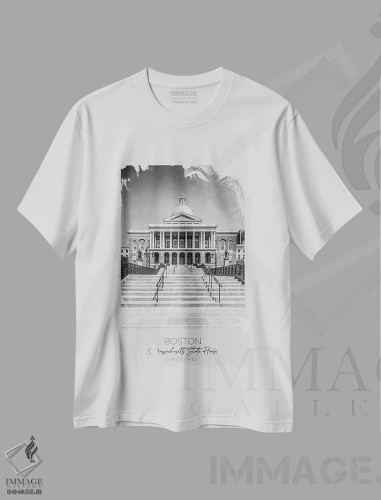 تیشرت سفید طرح دار – تیشرت هنری ,در کانون توجه: ساختمان ایالت ماساچوست بوستون اثر ملانی ویولا فروشگاه ایماژ