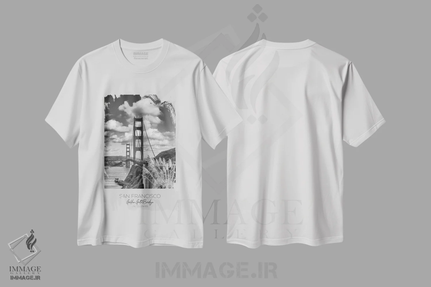 تیشرت سفید طرح دار – تیشرت معماری ,در کانون توجه: پل گلدن گیت سان فرانسیسکو اثر ملانی ویولا فروشگاه ایماژ