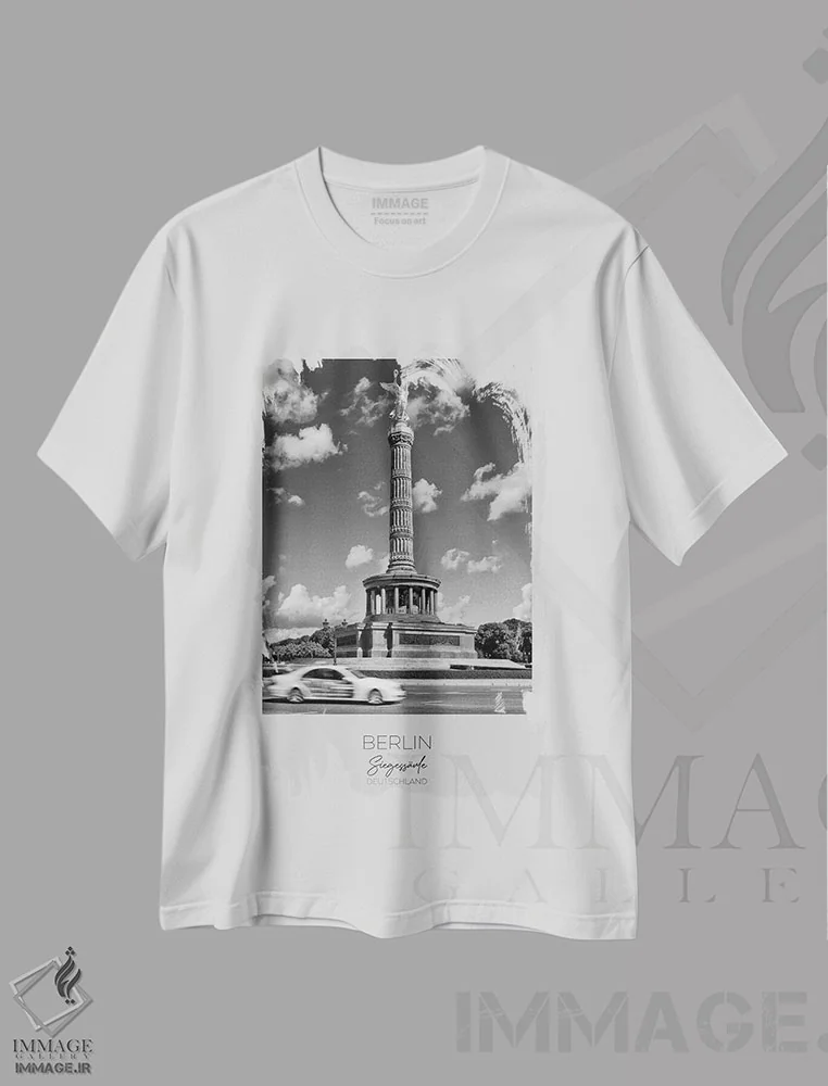 تیشرت سفید طرح دار – تیشرت تاریخی ,در کانون توجه: ستون پیروزی برلین اثر ملانی ویولا immage.ir