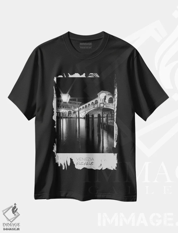 تیشرت مشکی طرح دار – تیشرت هنری ,در کانون توجه: پل ریالتو ونیز اثر ملانی ویولا immage.ir
